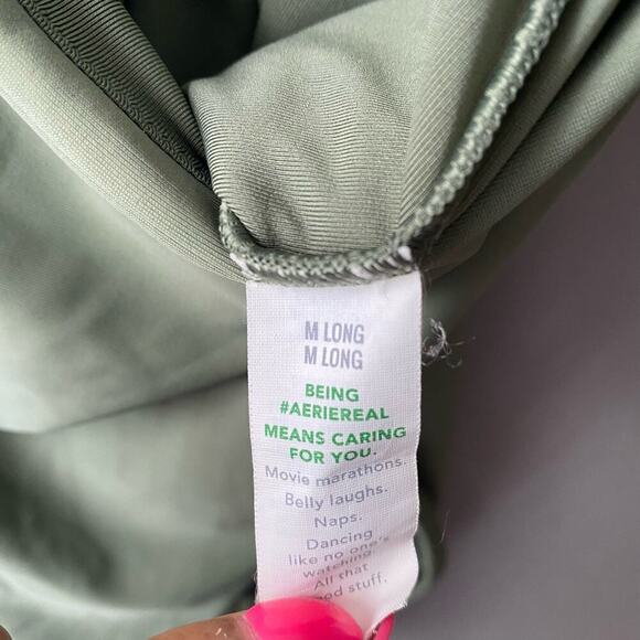 AERIE sz M Olive green‎ midriff cut out front tie swimsuit - Picture 5 of 11